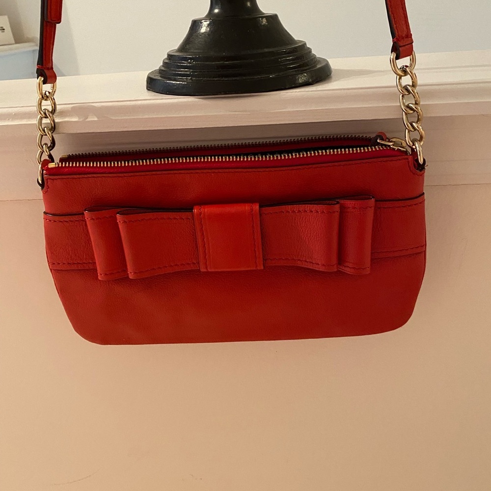 Kate Spade Elegant Red Leather Bow Clutch - Picture 6 of 9